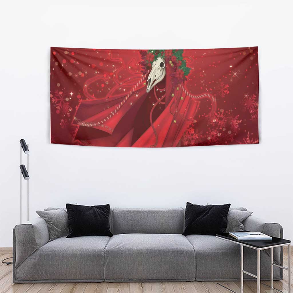 Merry Creepmas Mari Lwyd Tapestry Folklore Ghost Horse Christmas - Wonder Print Shop