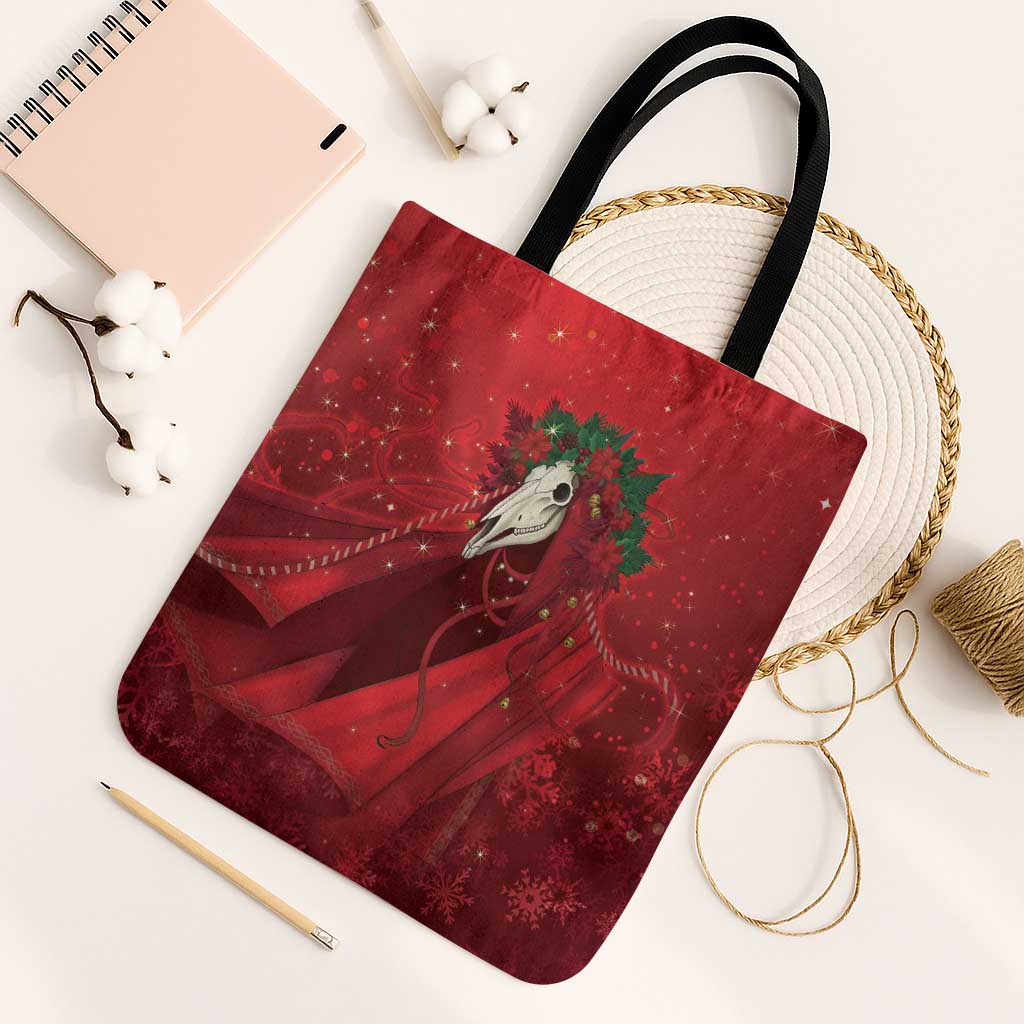 Merry Creepmas Mari Lwyd Tote Bag Folklore Ghost Horse Christmas - Wonder Print Shop