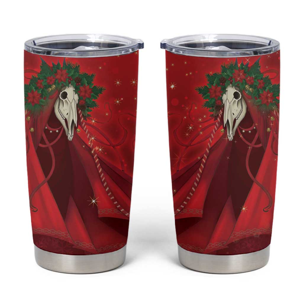 Merry Creepmas Mari Lwyd Tumbler Cup Folklore Ghost Horse Christmas - Wonder Print Shop