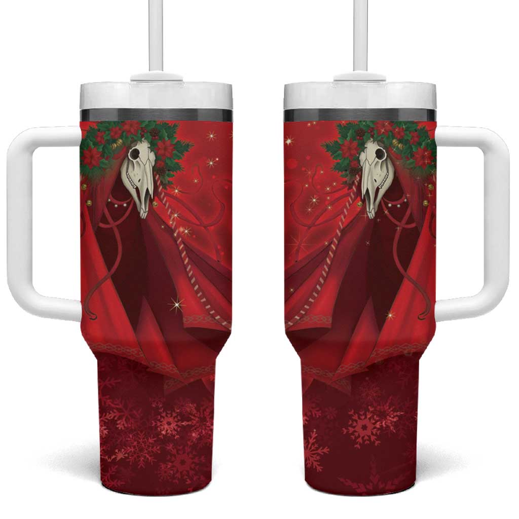 Merry Creepmas Mari Lwyd Tumbler With Handle Folklore Ghost Horse Christmas - Wonder Print Shop