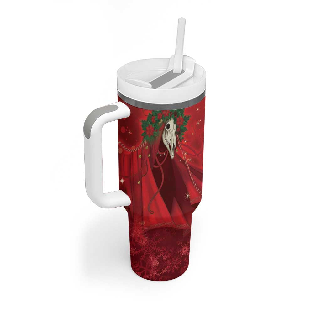 Merry Creepmas Mari Lwyd Tumbler With Handle Folklore Ghost Horse Christmas - Wonder Print Shop