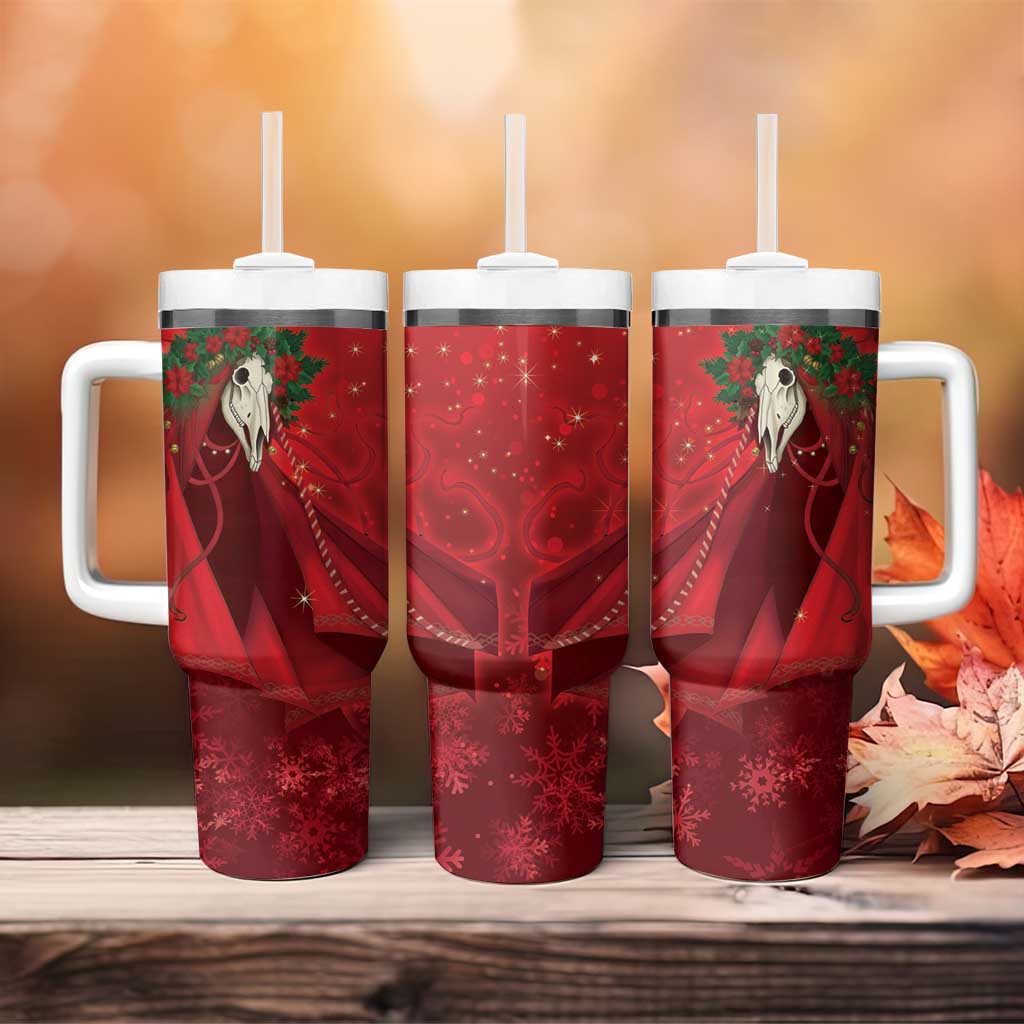 Merry Creepmas Mari Lwyd Tumbler With Handle Folklore Ghost Horse Christmas - Wonder Print Shop