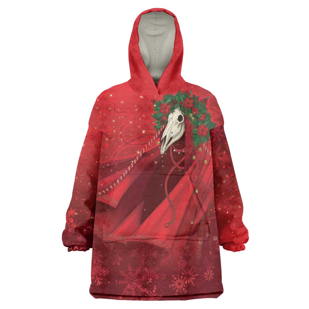 Merry Creepmas Mari Lwyd Wearable Blanket Hoodie Folklore Ghost Horse Christmas - Wonder Print Shop