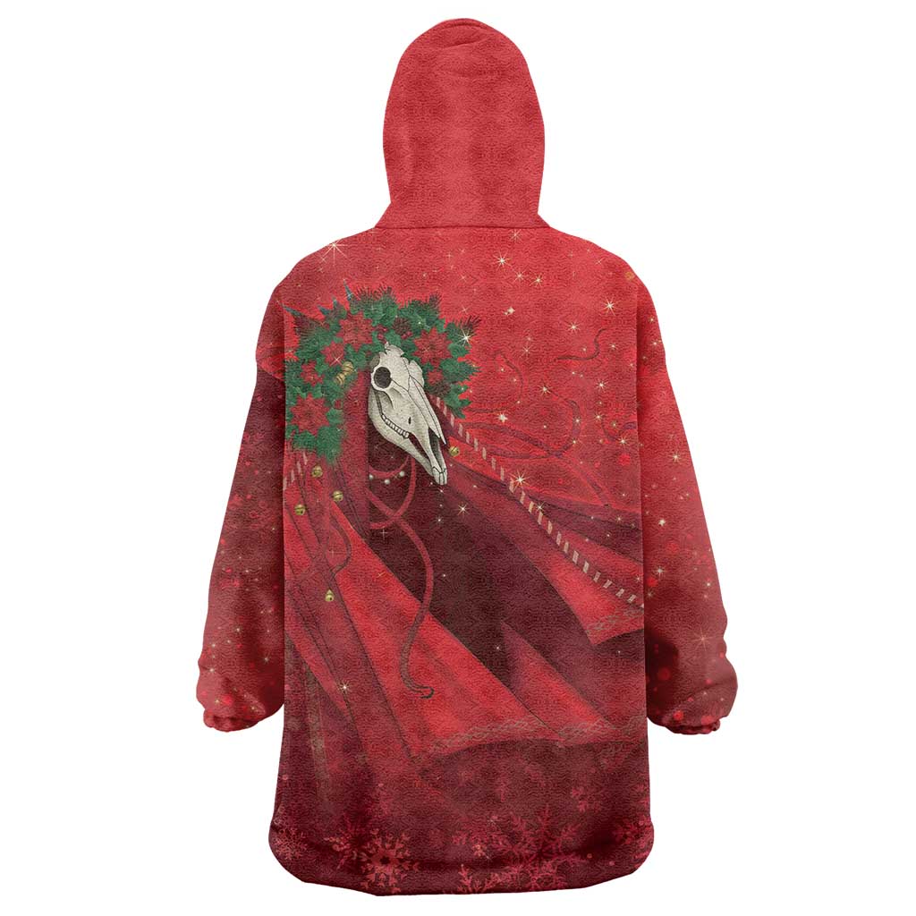 Merry Creepmas Mari Lwyd Wearable Blanket Hoodie Folklore Ghost Horse Christmas - Wonder Print Shop