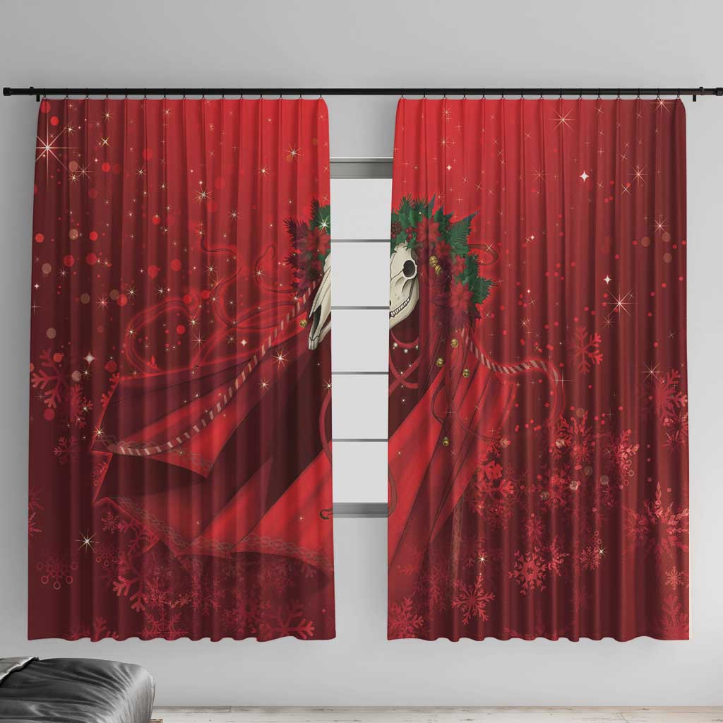 Merry Creepmas Mari Lwyd Window Curtain Folklore Ghost Horse Christmas - Wonder Print Shop