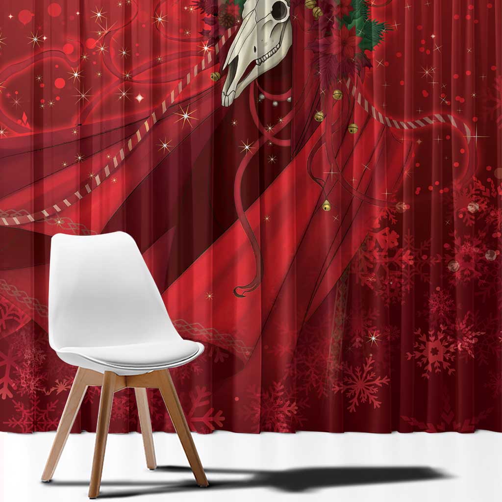 Merry Creepmas Mari Lwyd Window Curtain Folklore Ghost Horse Christmas - Wonder Print Shop