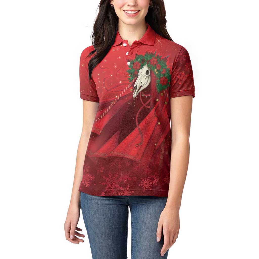 Merry Creepmas Mari Lwyd Women Polo Shirt Folklore Ghost Horse Christmas - Wonder Print Shop