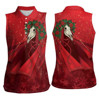 Merry Creepmas Mari Lwyd Women Sleeveless Polo Shirt Folklore Ghost Horse Christmas - Wonder Print Shop