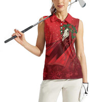 Merry Creepmas Mari Lwyd Women Sleeveless Polo Shirt Folklore Ghost Horse Christmas - Wonder Print Shop