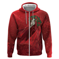 Merry Creepmas Mari Lwyd Zip Hoodie Folklore Ghost Horse Christmas - Wonder Print Shop