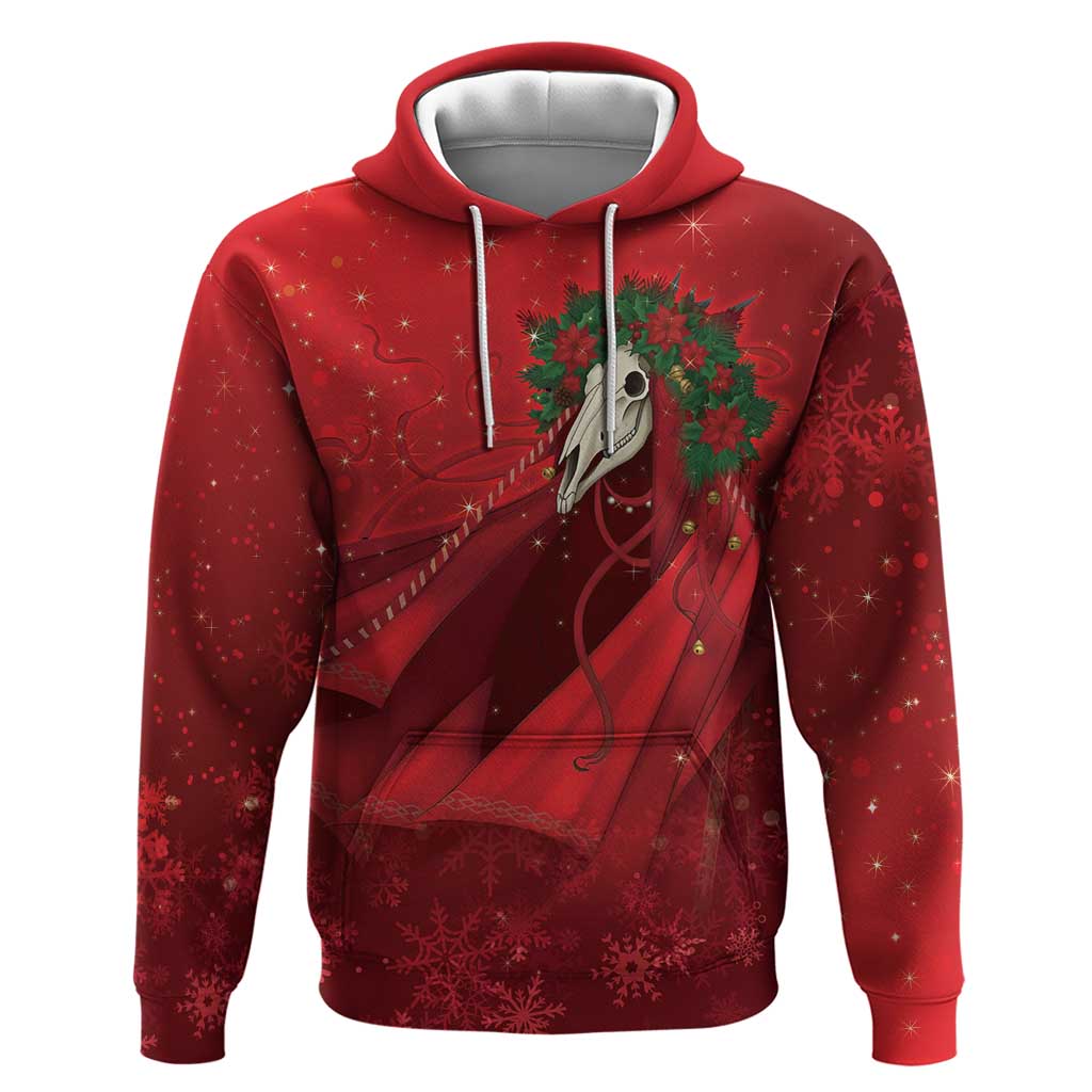 Merry Creepmas Mari Lwyd Zip Hoodie Folklore Ghost Horse Christmas - Wonder Print Shop