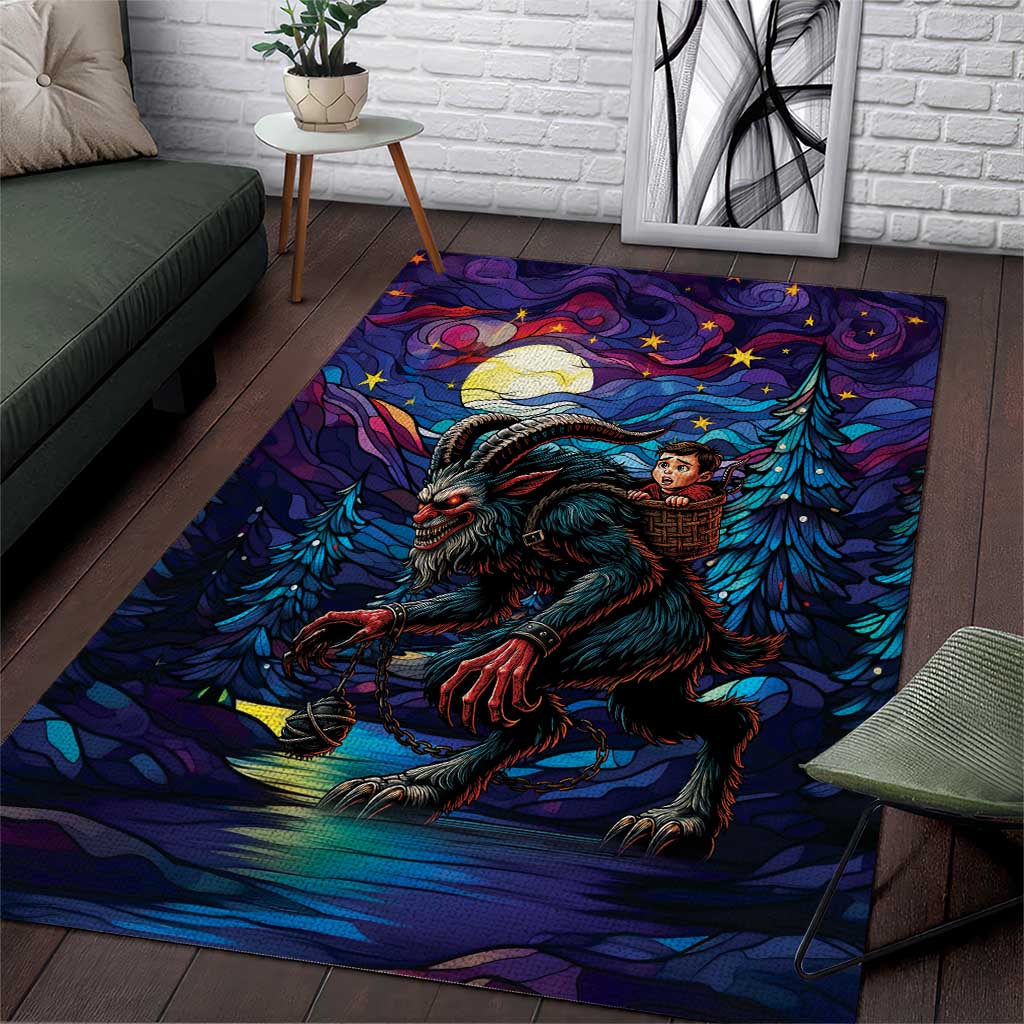 Stained Glass Krampus Area Rug Gothic Christmas Myth - Wonder Print Shop