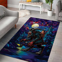 Stained Glass Krampus Area Rug Gothic Christmas Myth - Wonder Print Shop