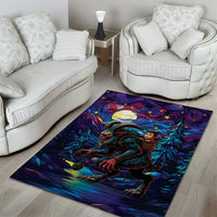 Stained Glass Krampus Area Rug Gothic Christmas Myth - Wonder Print Shop