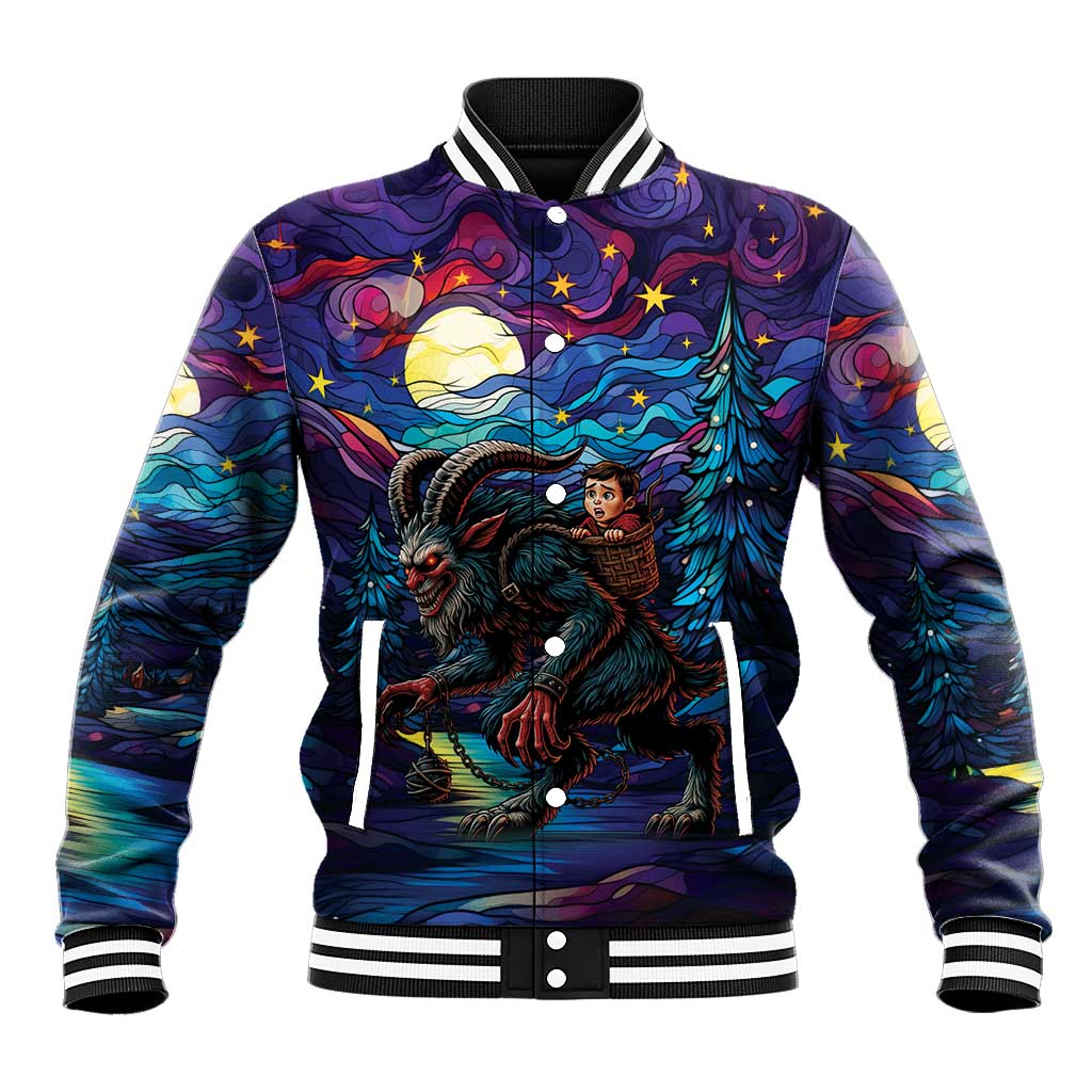 Stained Glass Krampus Baseball Jacket Gothic Christmas Myth - Wonder Print Shop