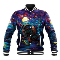 Stained Glass Krampus Baseball Jacket Gothic Christmas Myth - Wonder Print Shop