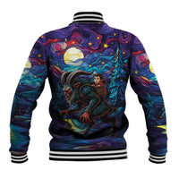 Stained Glass Krampus Baseball Jacket Gothic Christmas Myth - Wonder Print Shop