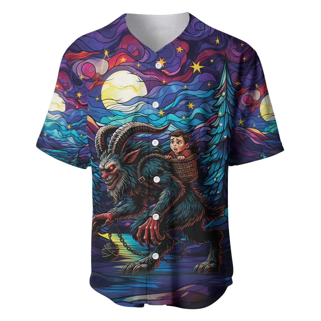 Stained Glass Krampus Baseball Jersey Gothic Christmas Myth - Wonder Print Shop