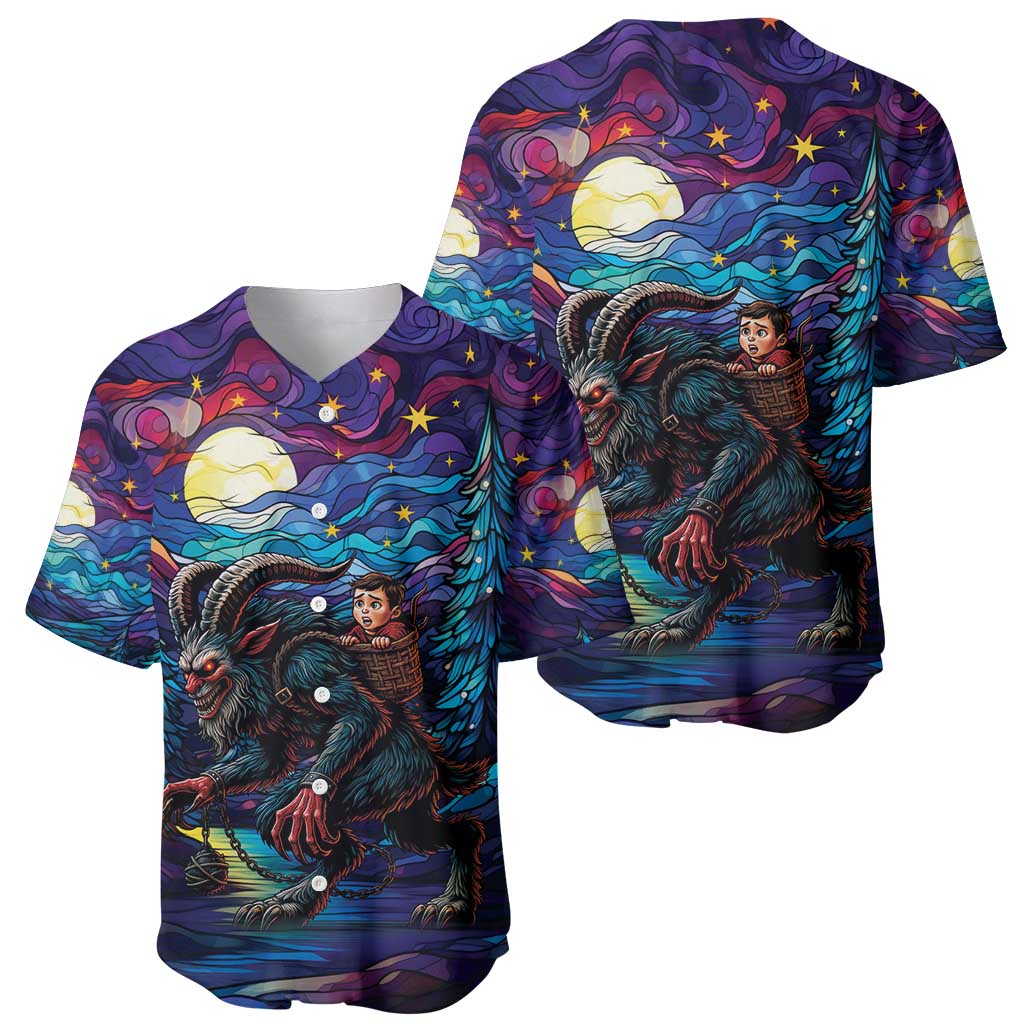 Stained Glass Krampus Baseball Jersey Gothic Christmas Myth - Wonder Print Shop
