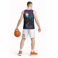 Stained Glass Krampus Basketball Jersey Gothic Christmas Myth - Wonder Print Shop