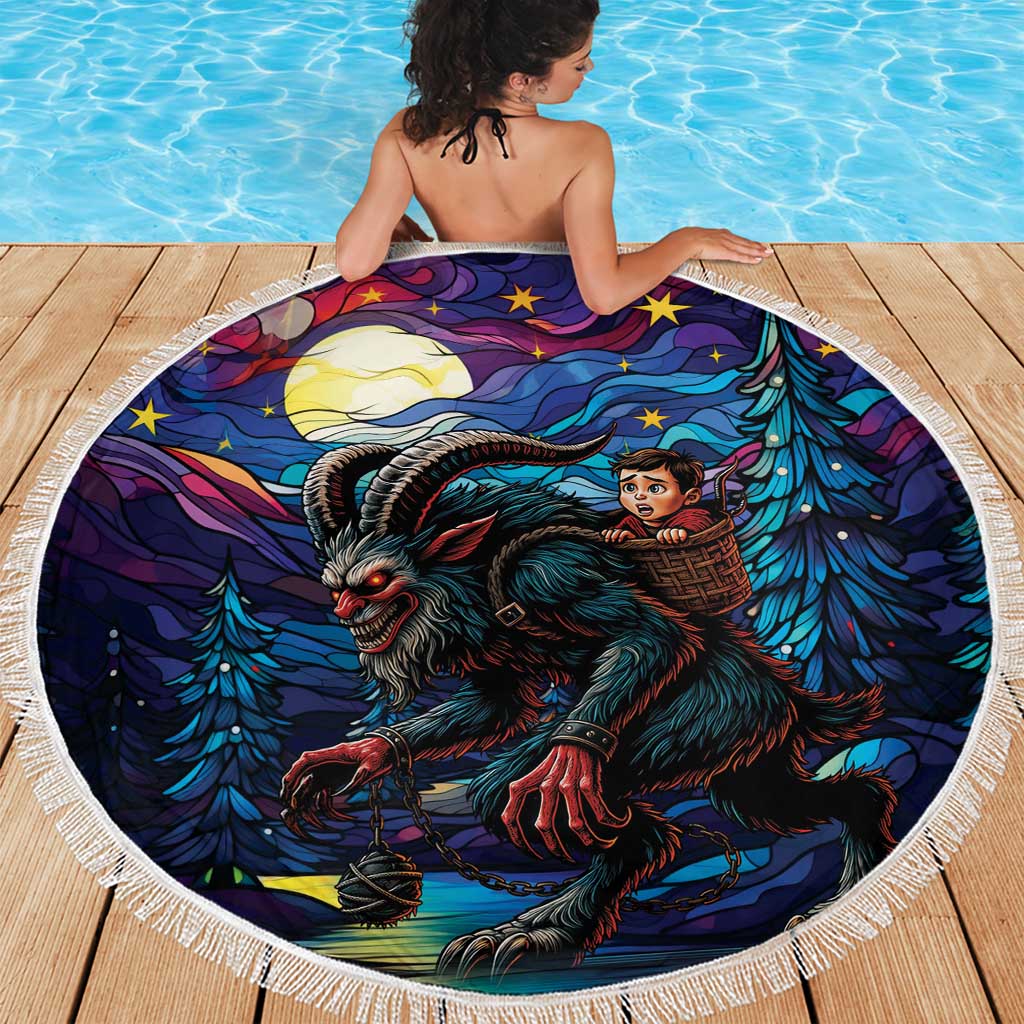 Stained Glass Krampus Beach Blanket Gothic Christmas Myth - Wonder Print Shop