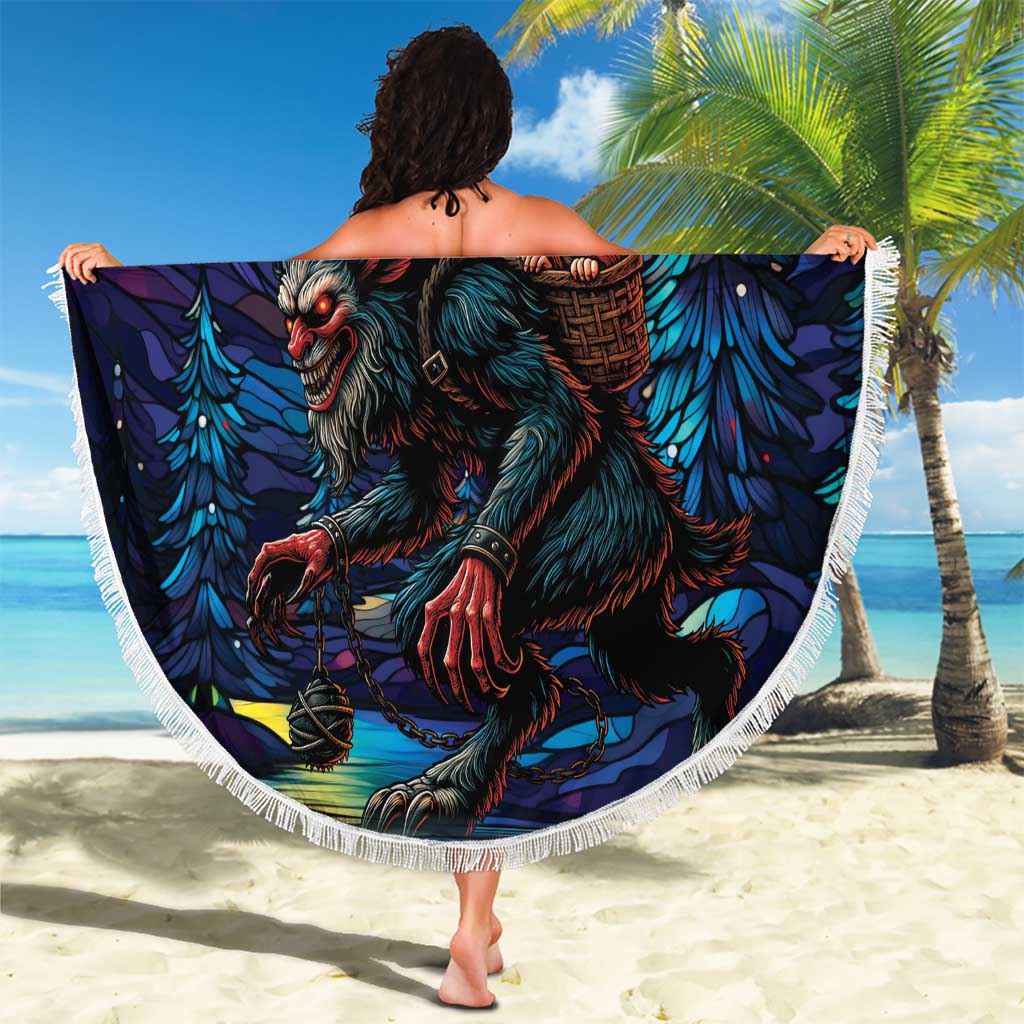 Stained Glass Krampus Beach Blanket Gothic Christmas Myth - Wonder Print Shop
