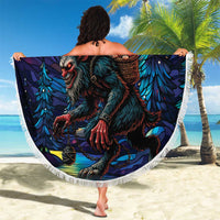 Stained Glass Krampus Beach Blanket Gothic Christmas Myth - Wonder Print Shop