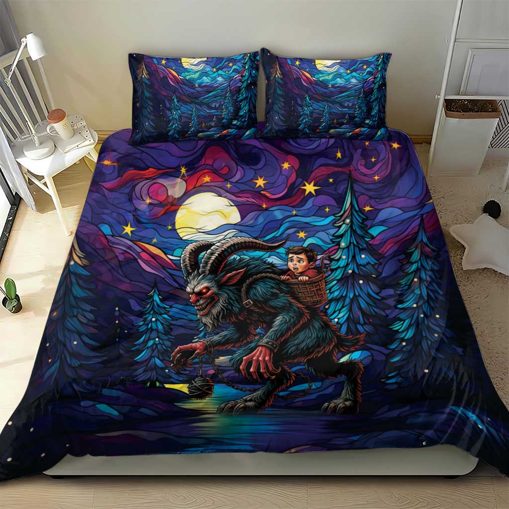 Stained Glass Krampus Bedding Set Gothic Christmas Myth - Wonder Print Shop