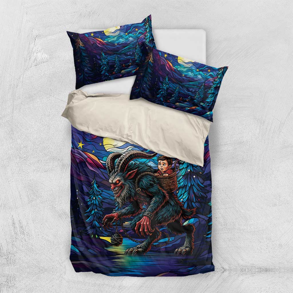 Stained Glass Krampus Bedding Set Gothic Christmas Myth - Wonder Print Shop