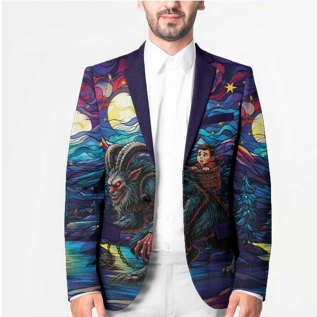 Stained Glass Krampus Blazer Gothic Christmas Myth - Wonder Print Shop