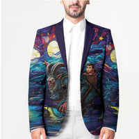 Stained Glass Krampus Blazer Gothic Christmas Myth - Wonder Print Shop