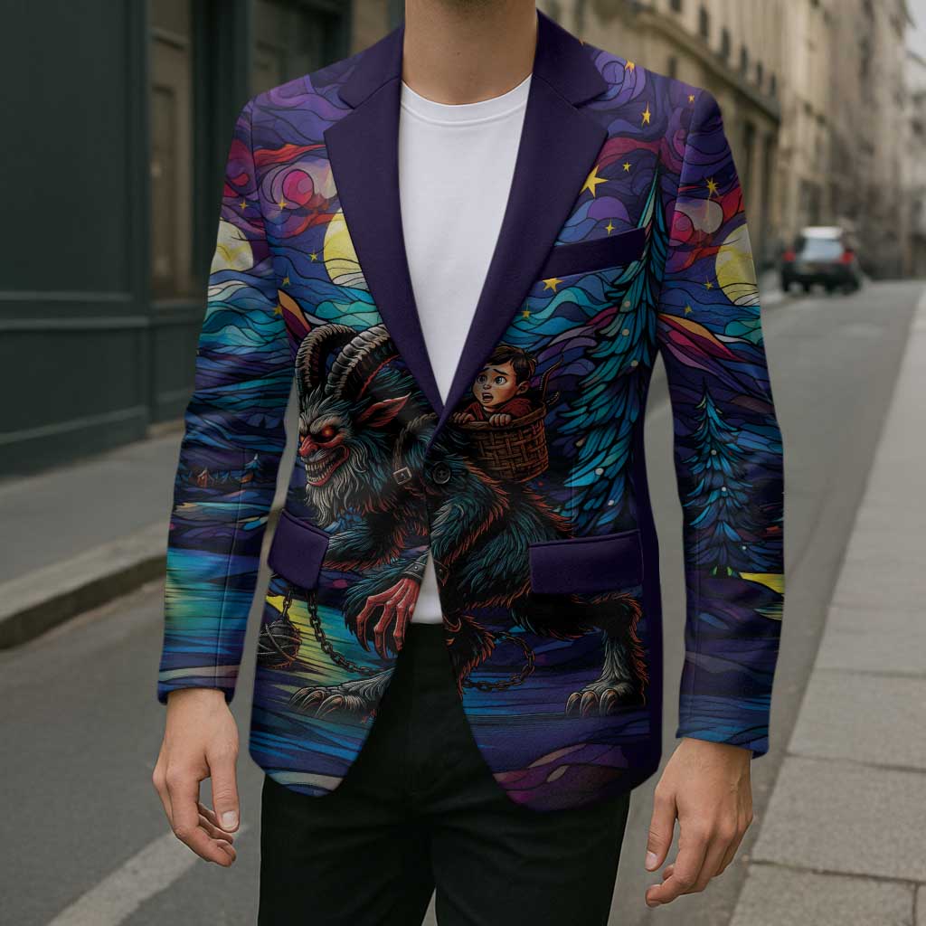 Stained Glass Krampus Blazer Gothic Christmas Myth - Wonder Print Shop