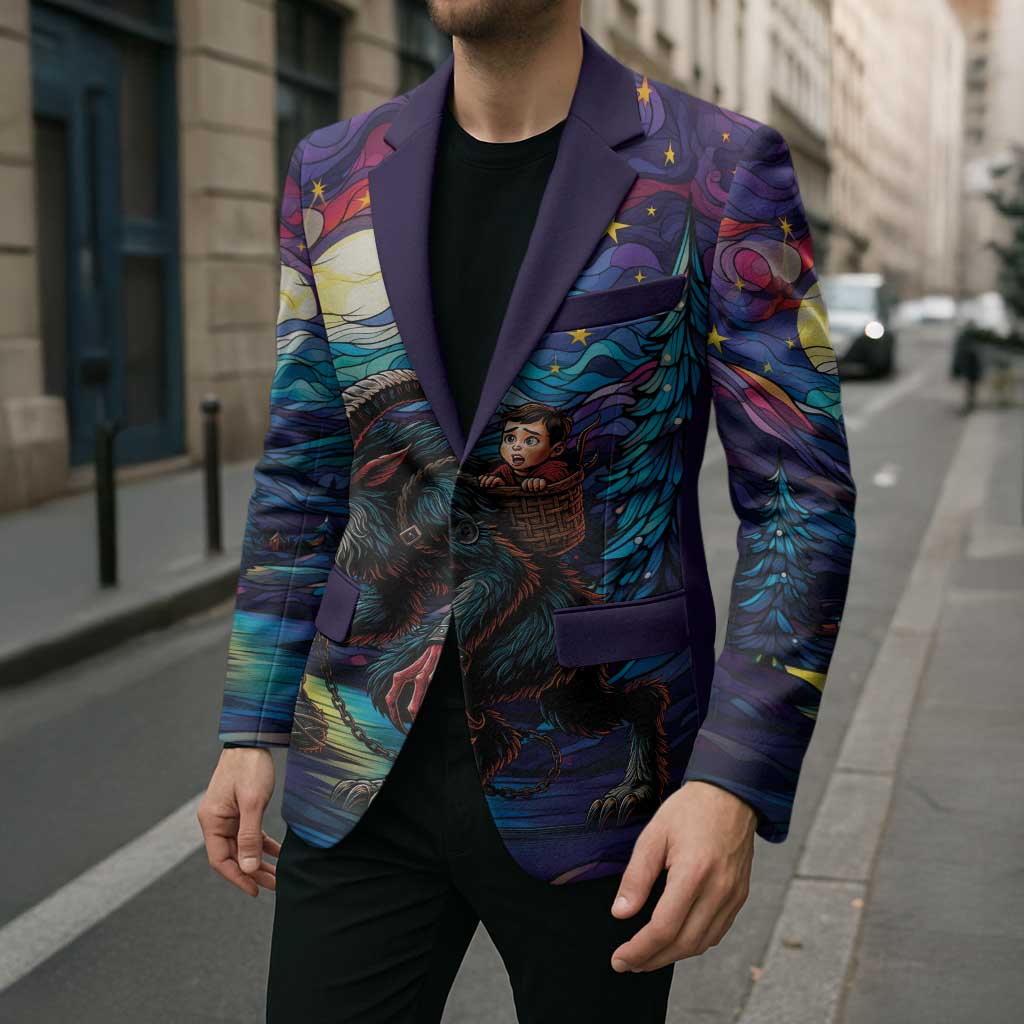 Stained Glass Krampus Blazer Gothic Christmas Myth - Wonder Print Shop