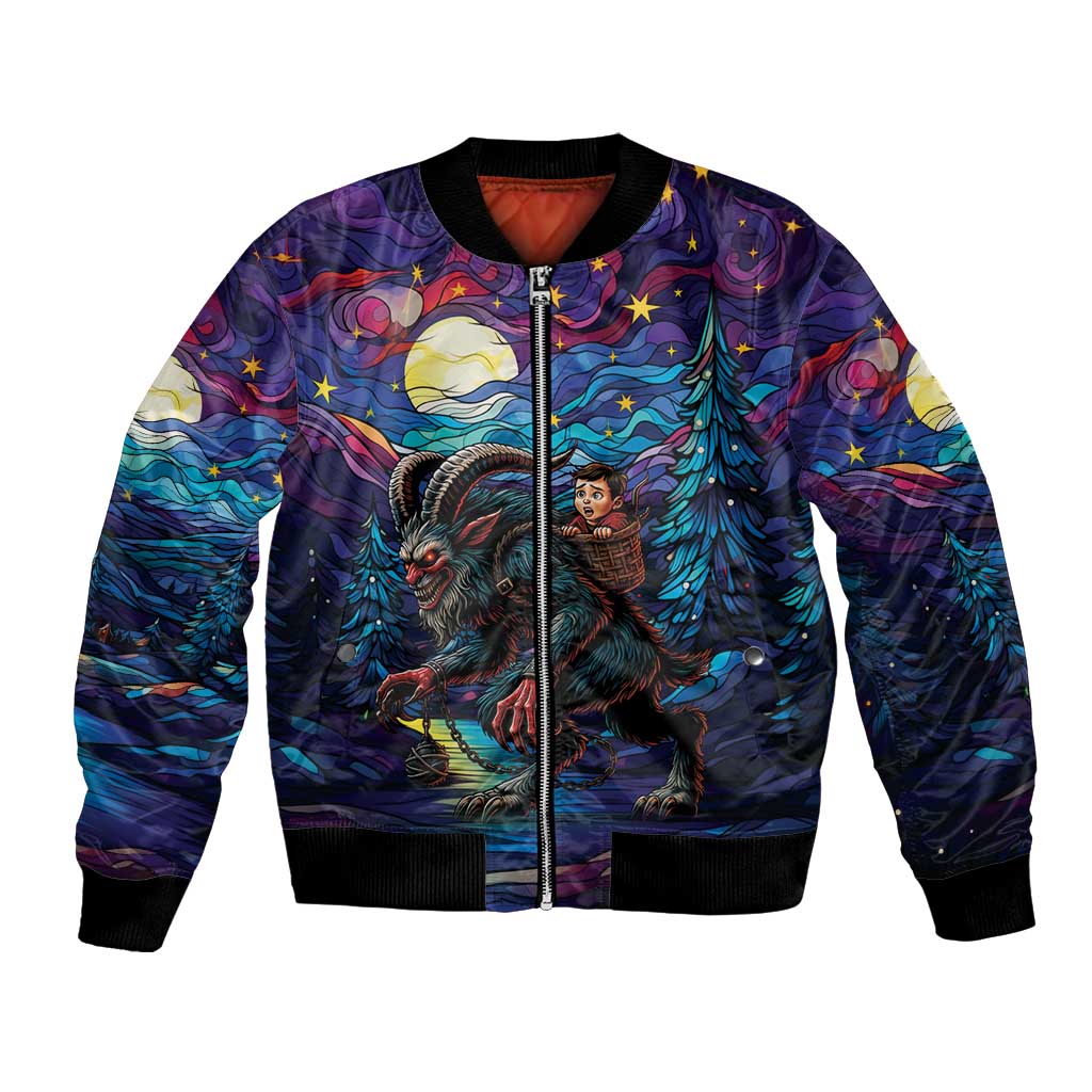 Stained Glass Krampus Bomber Jacket Gothic Christmas Myth - Wonder Print Shop