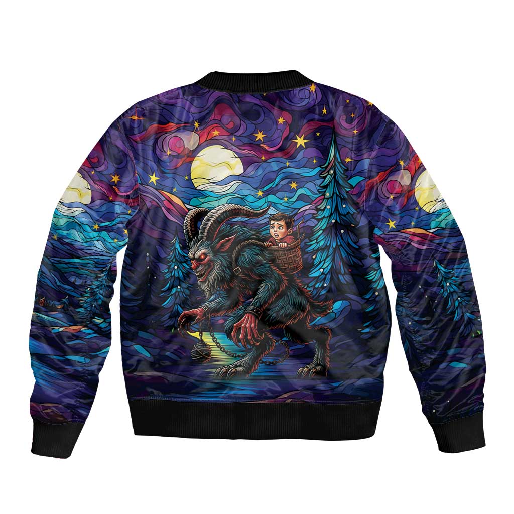 Stained Glass Krampus Bomber Jacket Gothic Christmas Myth - Wonder Print Shop