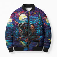 Stained Glass Krampus Bomber Puffer Jacket Gothic Christmas Myth - Wonder Print Shop