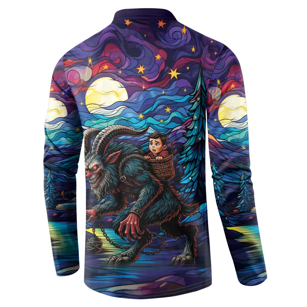 Stained Glass Krampus Button Sweatshirt Gothic Christmas Myth - Wonder Print Shop