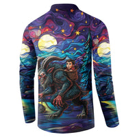 Stained Glass Krampus Button Sweatshirt Gothic Christmas Myth - Wonder Print Shop