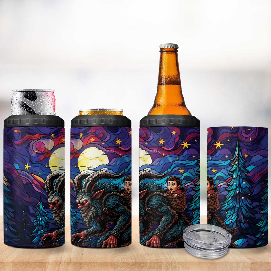 Stained Glass Krampus 4 in 1 Can Cooler Tumbler Gothic Christmas Myth - Wonder Print Shop