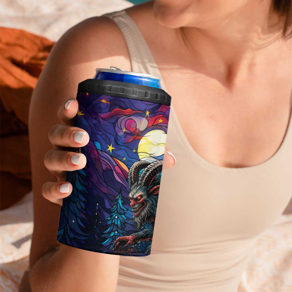 Stained Glass Krampus 4 in 1 Can Cooler Tumbler Gothic Christmas Myth - Wonder Print Shop