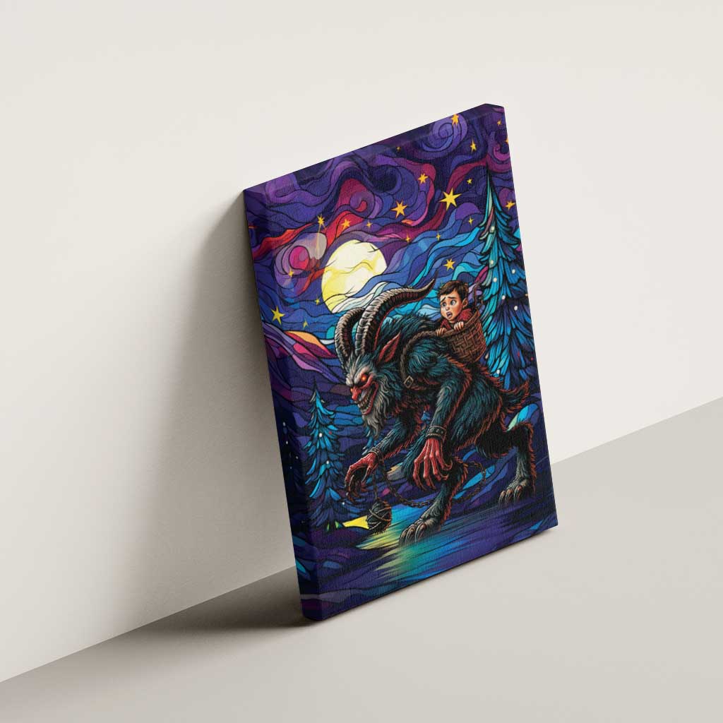 Stained Glass Krampus Canvas Wall Art Gothic Christmas Myth - Wonder Print Shop