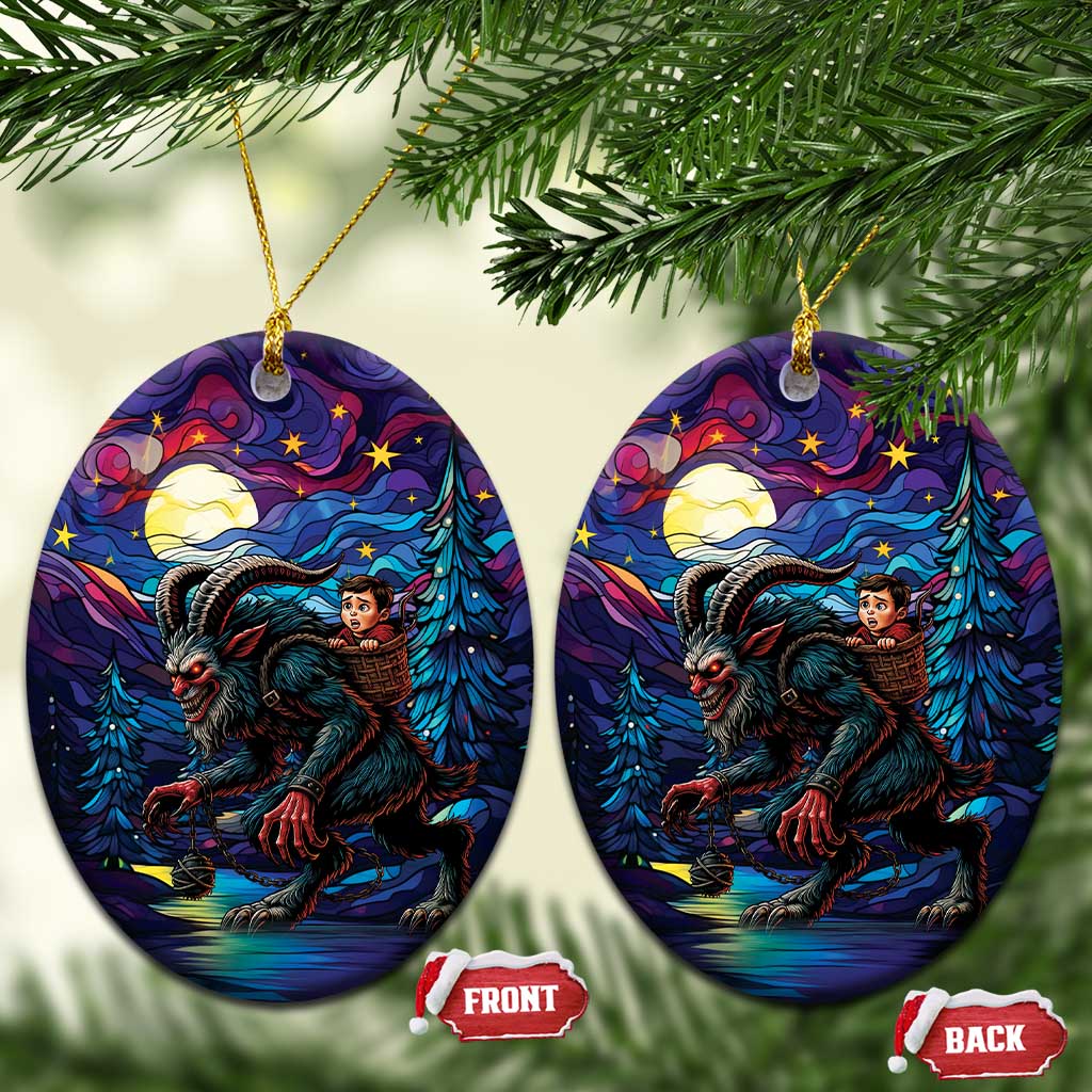 Stained Glass Krampus Ceramic Ornament Gothic Christmas Myth - Wonder Print Shop