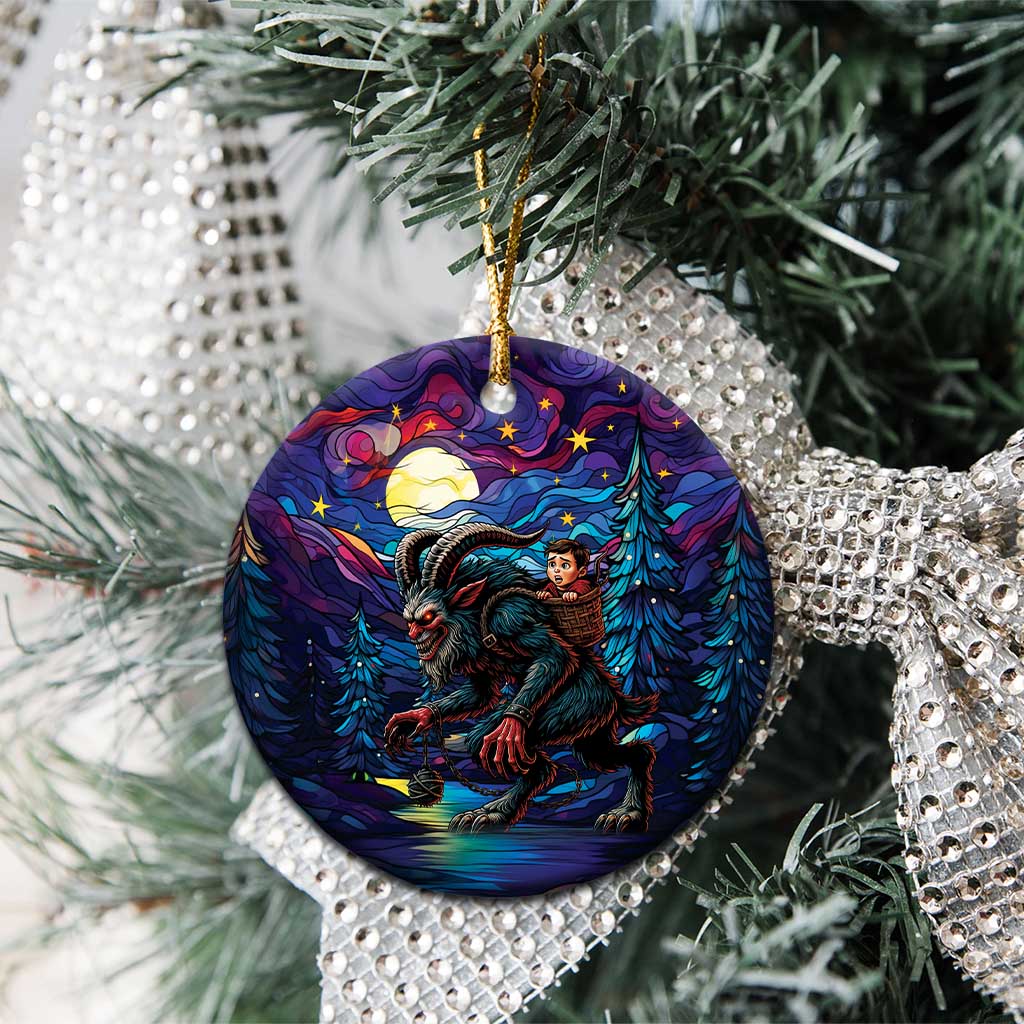 Stained Glass Krampus Ceramic Ornament Gothic Christmas Myth - Wonder Print Shop