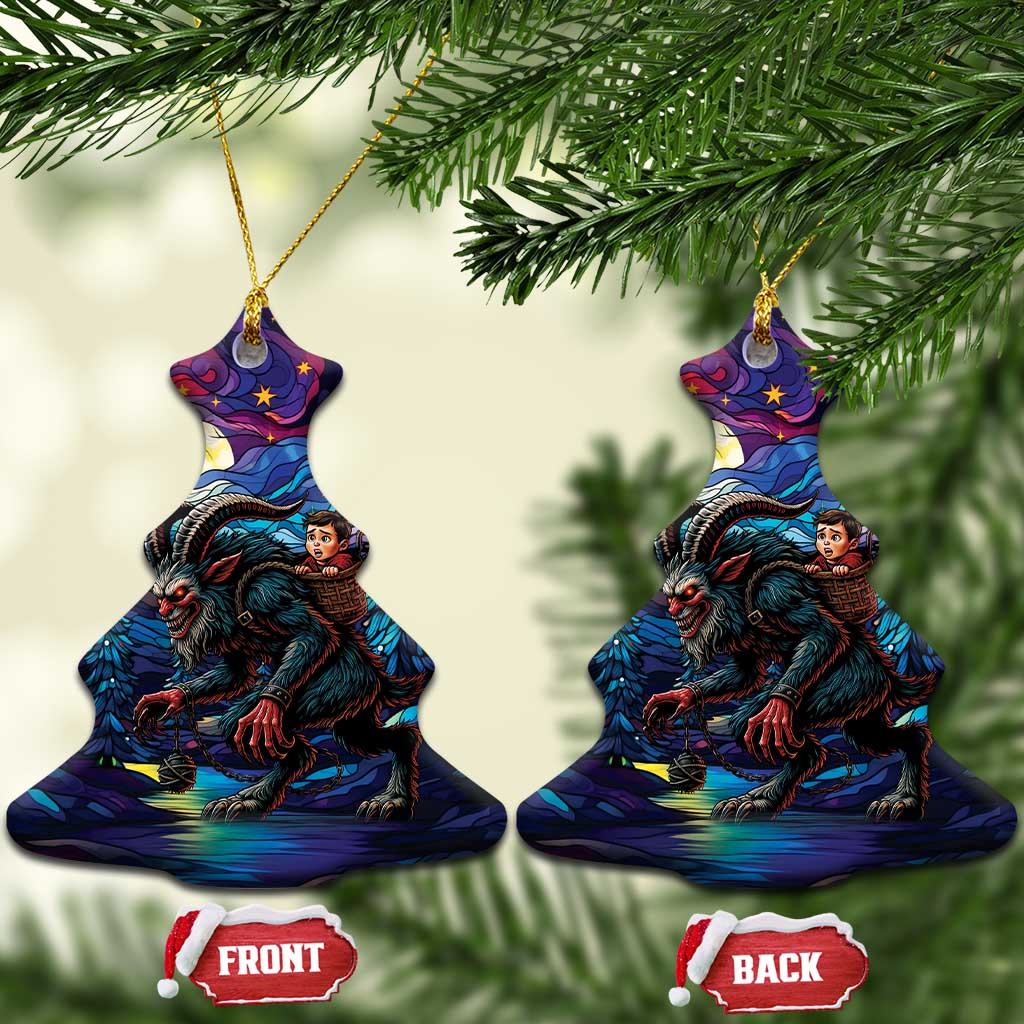 Stained Glass Krampus Ceramic Ornament Gothic Christmas Myth - Wonder Print Shop
