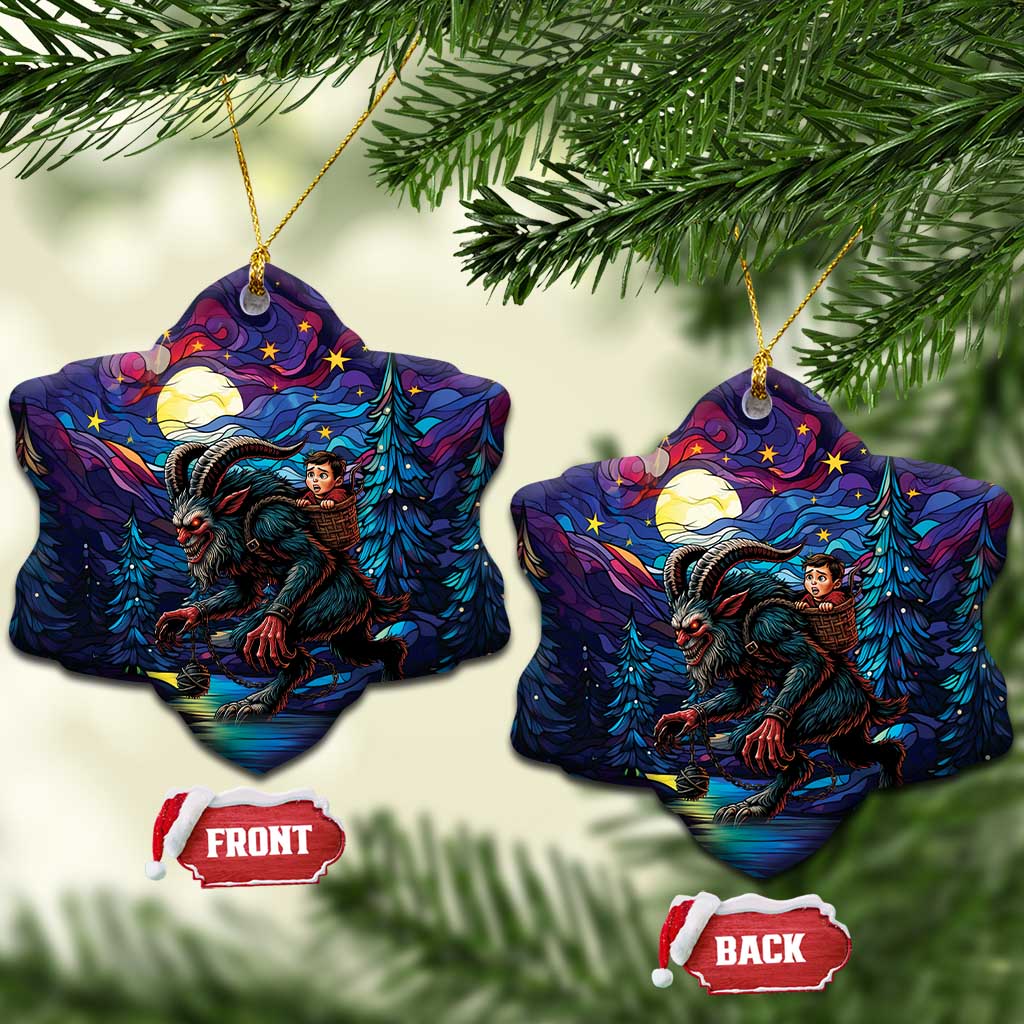 Stained Glass Krampus Ceramic Ornament Gothic Christmas Myth - Wonder Print Shop