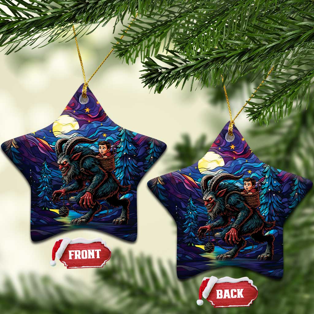 Stained Glass Krampus Ceramic Ornament Gothic Christmas Myth - Wonder Print Shop