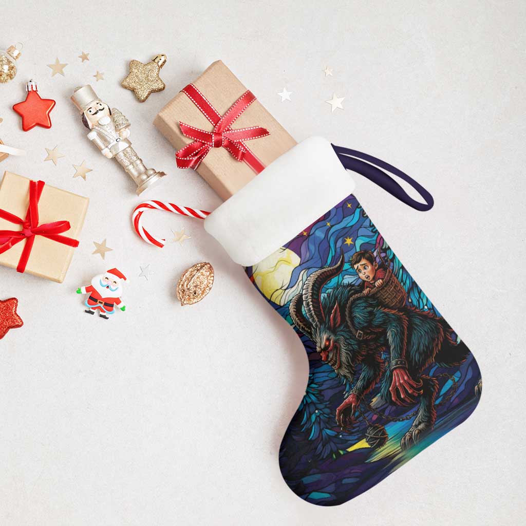 Stained Glass Krampus Christmas Stocking Gothic Christmas Myth - Wonder Print Shop