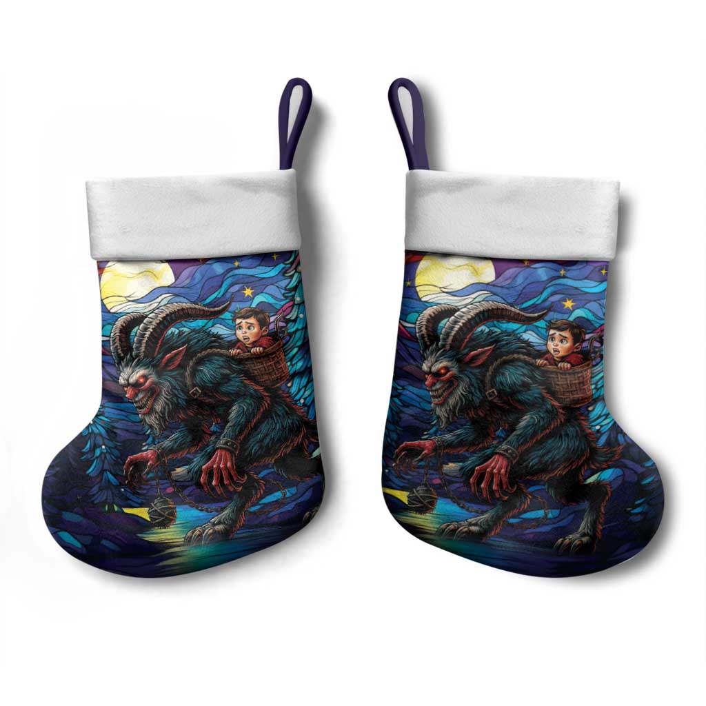 Stained Glass Krampus Christmas Stocking Gothic Christmas Myth - Wonder Print Shop