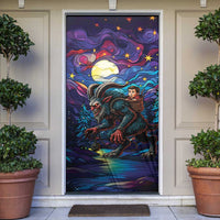 Stained Glass Krampus Door Cover Gothic Christmas Myth - Wonder Print Shop