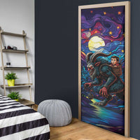 Stained Glass Krampus Door Cover Gothic Christmas Myth - Wonder Print Shop